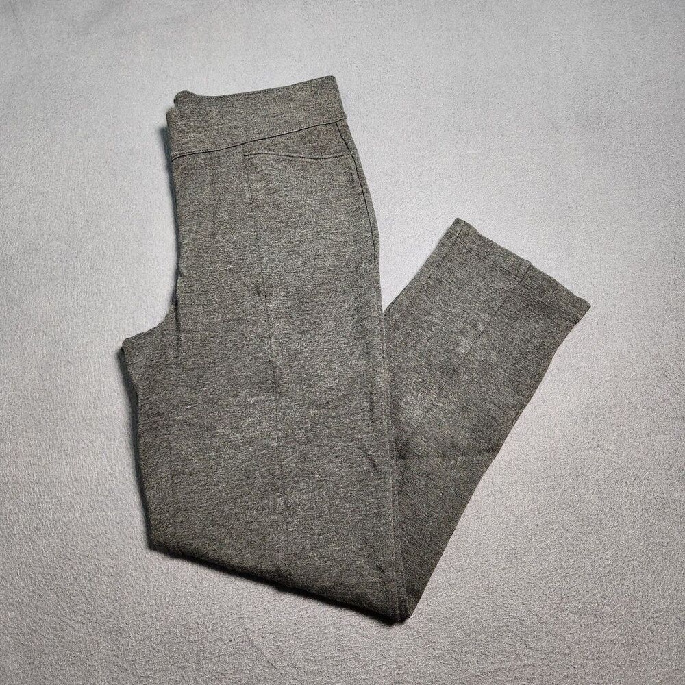 Chico's Weekend Pants Women 0 US 4 Short Gray Pintucked Pull On Straight Leg